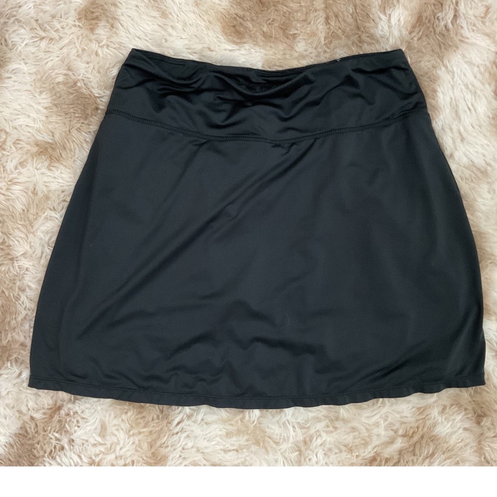 Womens Black Athletic Activewear Skort with Built-in Shorts Mini Skirt Solid